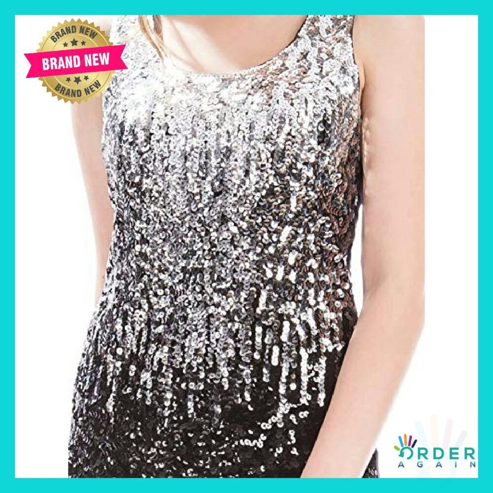 Sequin Glitter Gradient Tank Top Sleeveless Party Vest Y2K Chic - Picture 4 of 8